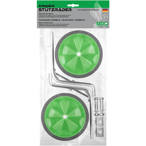 PROMETHEUS BICYCLES® Ruote di supporto universali per 12-18 pollici, verde