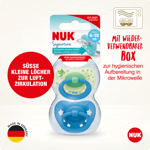 NUK Star Ciuccio Per Bambini, 6-18 Mesi, Succhietti Notte E Giorno, Silicone Senza Bpa, Accettato Dal 99% Dei Bambini, Verde