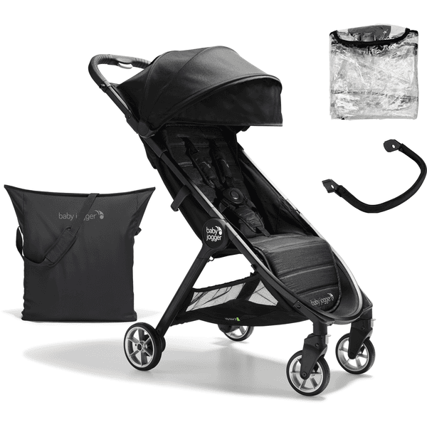 baby jogger Passeggino leggero City Tour 2 Pitch Black, incl. barra protettiva e parapioggia