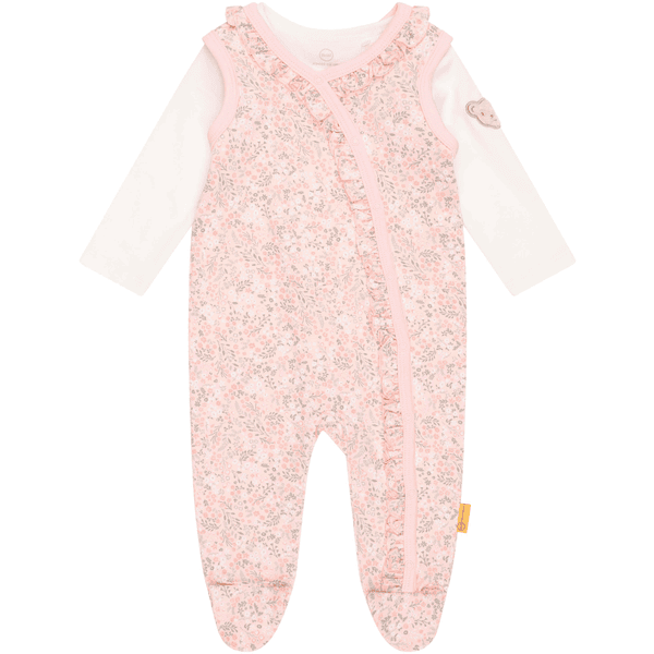 Steiff Set romper + dlouhý rukáv mušle růžová