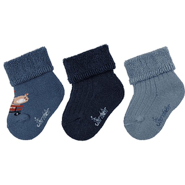 Sterntaler Baby-Söckchen 3er-Pack Tiere mittelblau