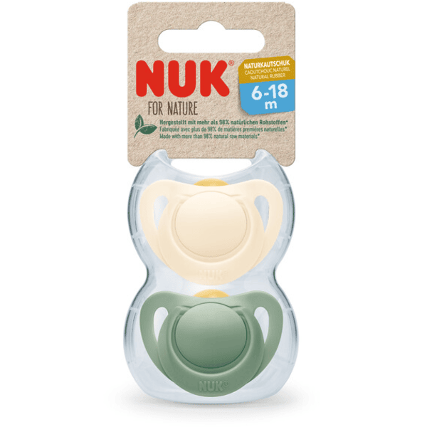 NUK Fopspeen Voor Nature Latex 6-18 maanden groen/crème 2-pack