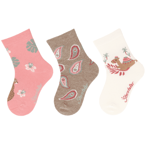 Sterntaler Ponožky 3-pack Orient matt pink 