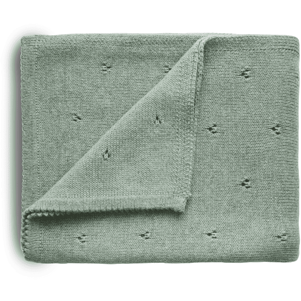 mushie Pointelle Sage Melange Knitted Blanket 80 x 100 cm