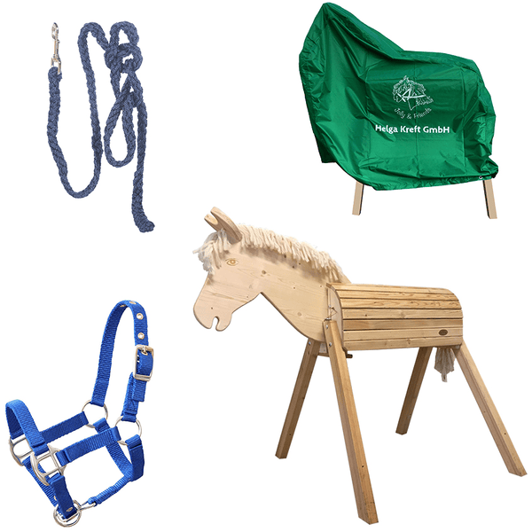 Helga Kreft Set de caballo de madera para jardín Tamme azul