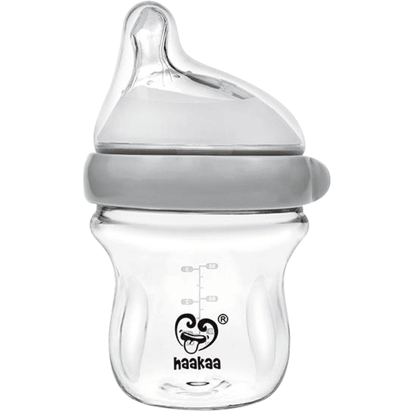 haakaa® Dětská láhev skleněná, generace 3, 90 ml, šedá
