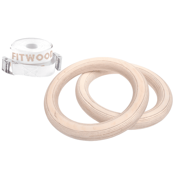 Fitwood ULPU MINI pierścienie gimnastyczne, brzoza - białe paski