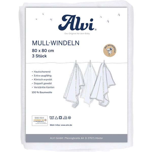 Alvi ® Mjukbindor 3-pack vit 80 x 80 cm