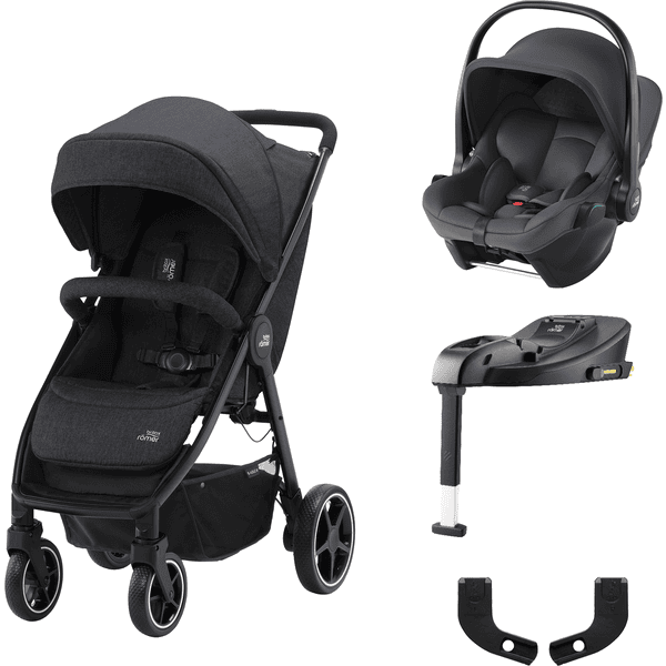 Britax Römer  Buggy B-Agile M Black Shadow inclusief baby-autostoeltje Baby-Safe Core i-Size Mid night  Grijs plus basis station Core en Adapter 