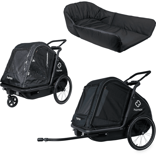 hamax Hundefahrradanhänger mit Bett und Regenverdeck Pluto L navy blue/black