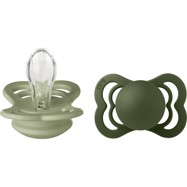 BIBS Soother Supreme Sage / Hunter Green Silicone 0-6 maanden, 2 stuks.