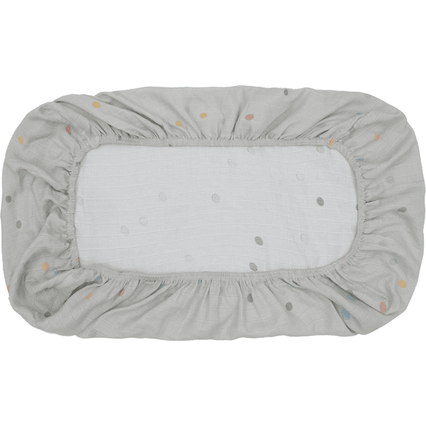 KINDSGUT Drap housse de lit enfant mousseline pois, gris clair