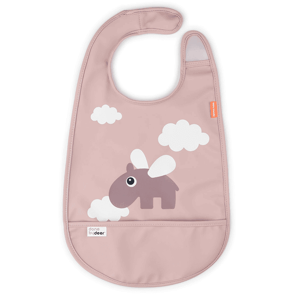 Done by Deer ™ Velcro Bib Happy clouds vaaleanpunainen