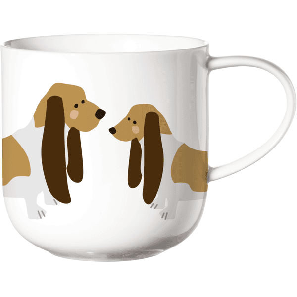 ASA Selection Tasse enfant poignées Basset Hound porcelaine blanc brillant 0,4 l