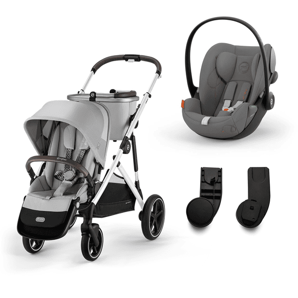 cybex GOLD K inderwagen Gazelle S Silver Lava Grey incl. Autostoel Cloud G i Size Lava Grey en adapter 