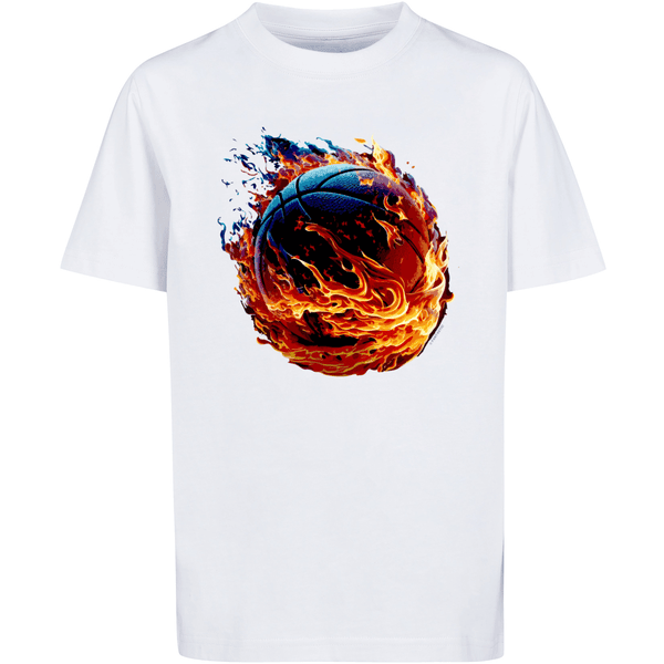 F4NT4STIC T-Shirt Basketball On Fire Sport UNISEX weiß