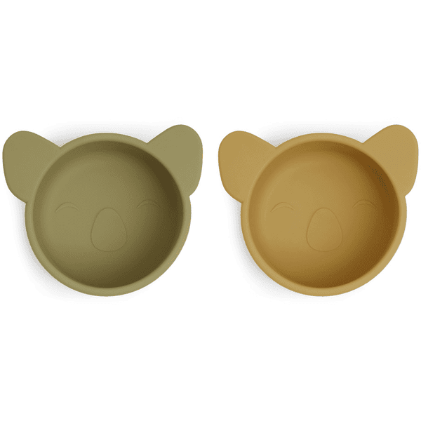 nuuroo Bol enfant koala rose silicone Olive green/Dusty yellow lot de 2