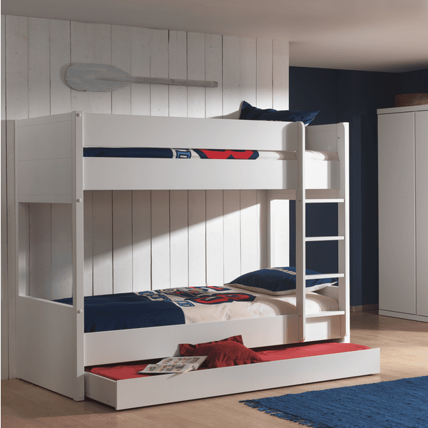 VIPACK Lit superposé enfant Lara bois blanc 90x200 cm