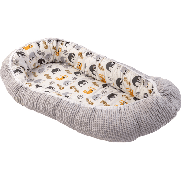 ULLENBOOM Babynest & Cocoon Waffel Motiv Grau Faultier