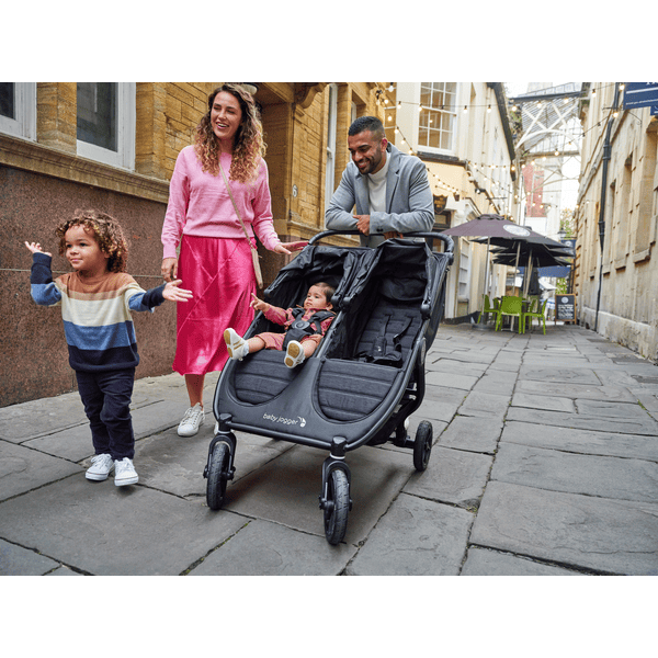 baby jogger Passeggino fratellare City Mini GT2 Double Jet black con  navicella Mini GT2 Double , 1 barra protettiva e parapioggia 