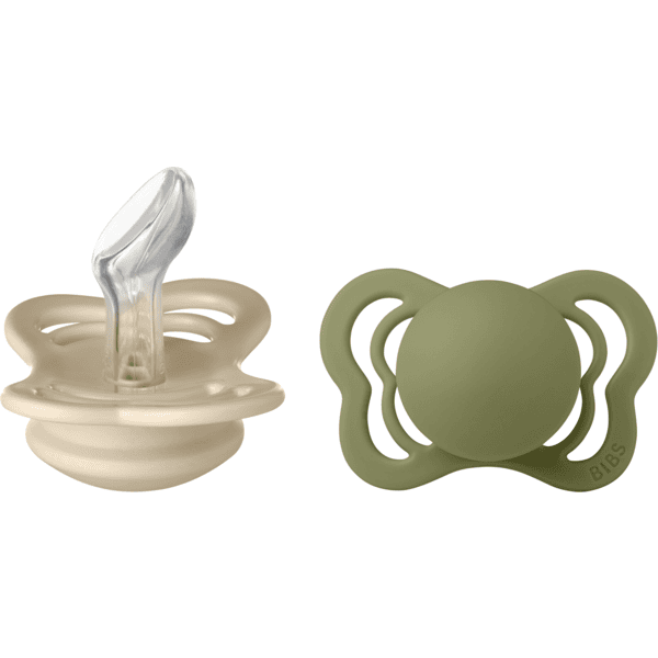 BIBS Soother Couture Olive / Vanilla Silicone 0-6 måneder, 2 stk.