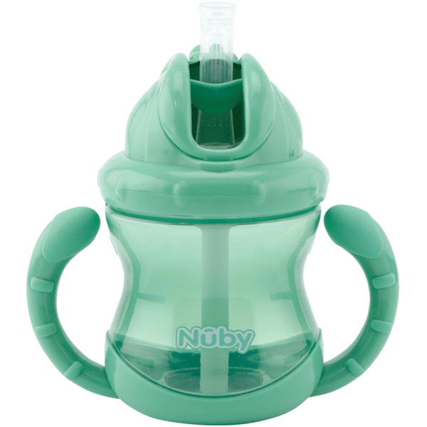 Nûby Trinkhalmtasse mit Handgriffen No-Spill Flip-It 240ml ab 12 Monaten in aqua