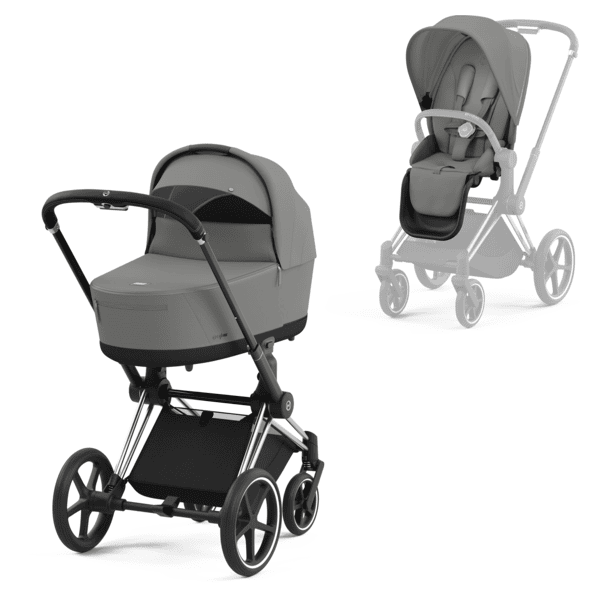 cybex PLATINUM Kombikinderwagen New Priam Chrome Black Mirage Grey