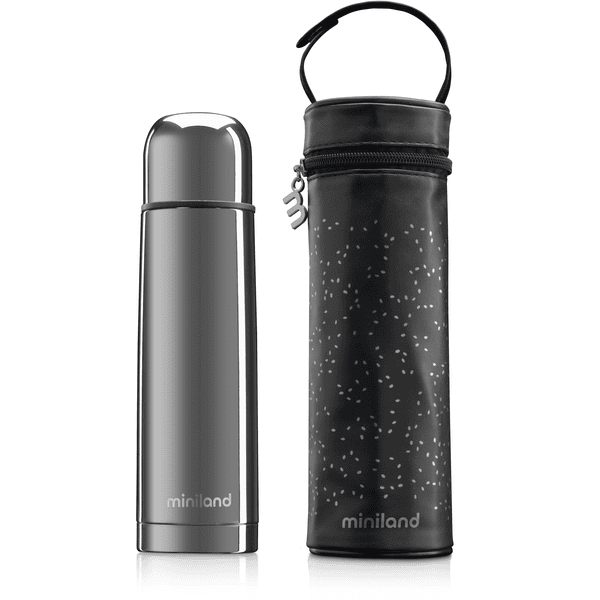 miniland Thermosflasche deluxe thermos mit Isoliertasche silber 500ml