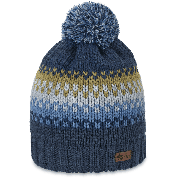 Sterntaler Strikket hue med pom pom gradient marine 