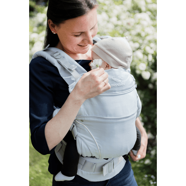 Mochila portabebés Manduca PureCotton MINT con el nombre