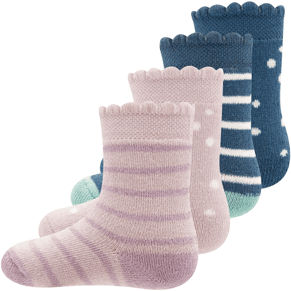 Ewers Calcetines de bebé 4-Pack Thermo Dots/Ringlets Rosa-Azul