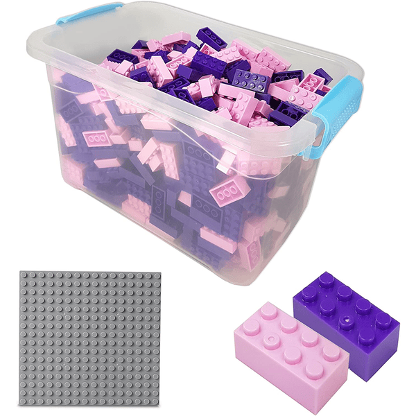 Katara Blocs de construction - 520 pièces avec boîte et plaque de base, violet/rose