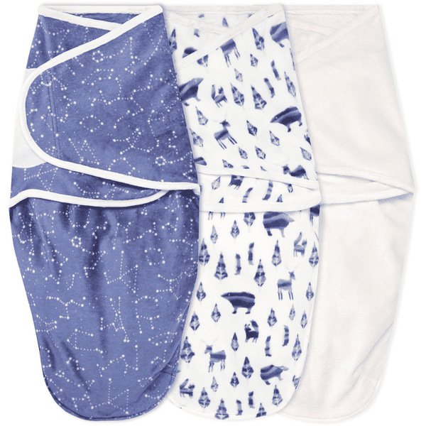 aden + anais™ essential s easy swaddle™ pucksack 1.5 TOG 3-pack scandinavian sky Velboa 0-3 måneder