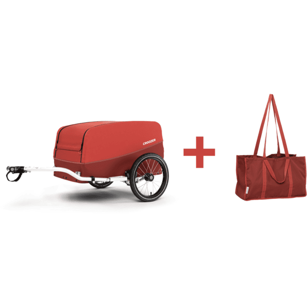 CROOZER Remorque de vélo pour bagages Cargo Tuure Lava Red inklusive Einkaufstasche