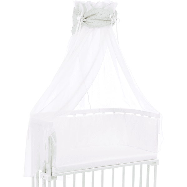 Cotton babybay®canopy Organic Royal con lazo apto para todos los modelos menta lunares purpurina oro