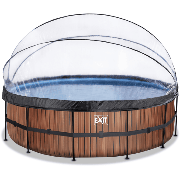 EXIT Rámový bazén ø488x122cm(12v Sand filtr) - dřevo + střešní okno