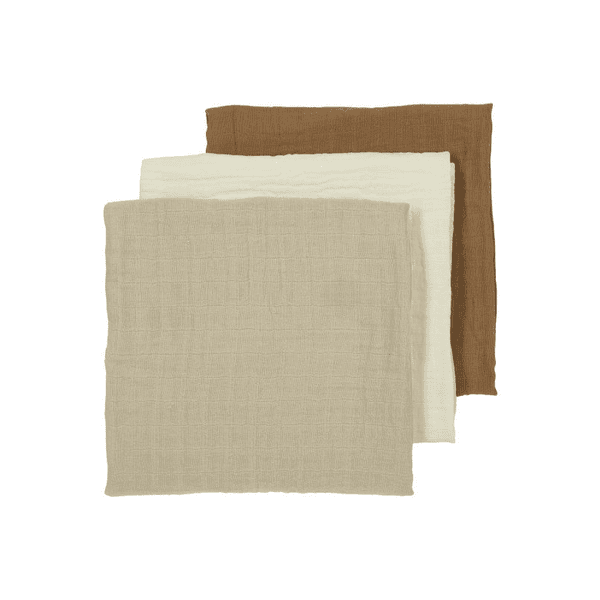 MEYCO Musslin mousseline luiers 3-pack Uni Off white / Sand /Toffee