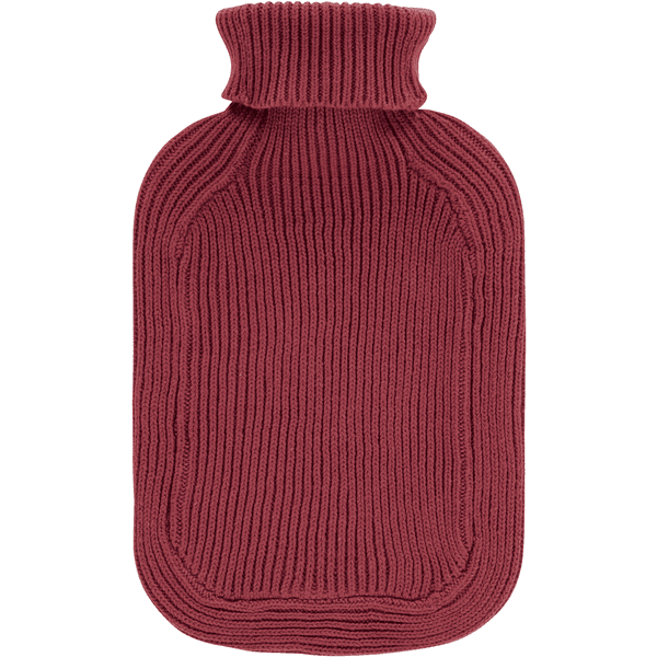 fashy® Wärmflasche 2L mit Rollkragen-Strickbezug in bordeaux