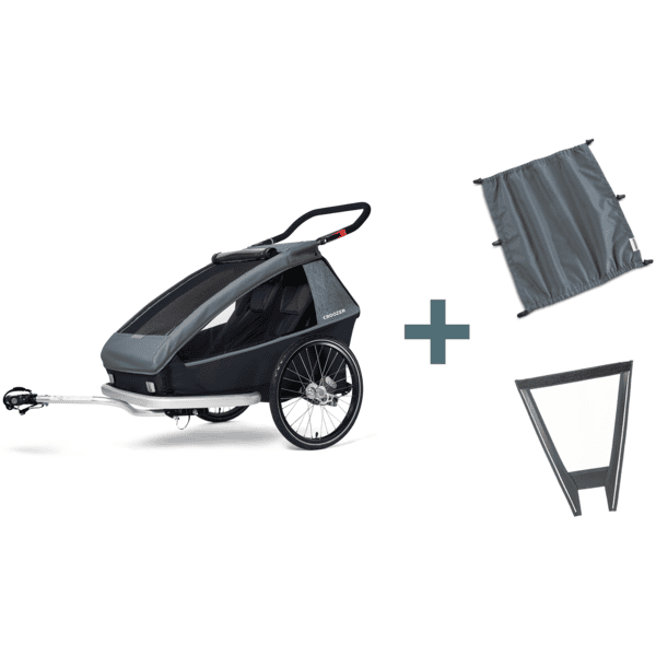 CROOZER Kinderfahrradanhänger Kid Vaaya 2 Graphite blue inklusive Belüftungseinsatz und Sonnenschutz 