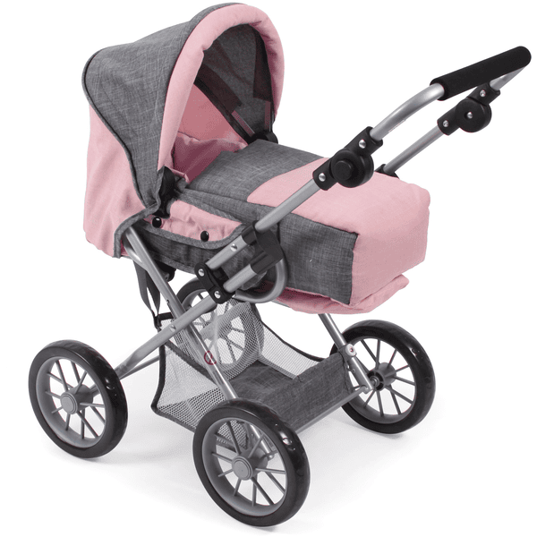 BAYER CHIC 2000 Combi poppenwagen LENI Melange grijs-roze