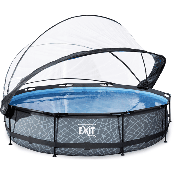 EXIT bazén 360x76cm s krycí plachtou a čerpadlem, šedá