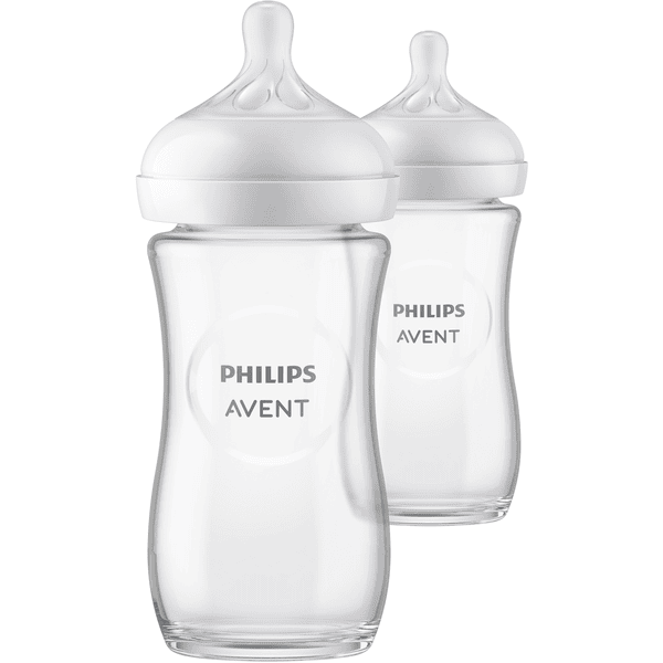 Philips Avent Babyflasche SCY933/02 Natural Response aus Glas 240 ml 2 Stück
