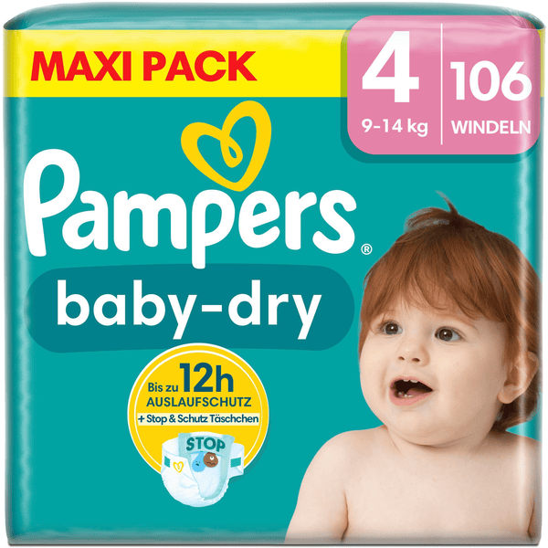 Pampers Baby-Dry luiers, maat 4, 9-14 kg, maxiverpakking (1 x 106 luiers)