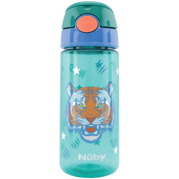 Gobelet Nûby en PP avec paille souple et bouton pression paillettes 540 ml Tiger