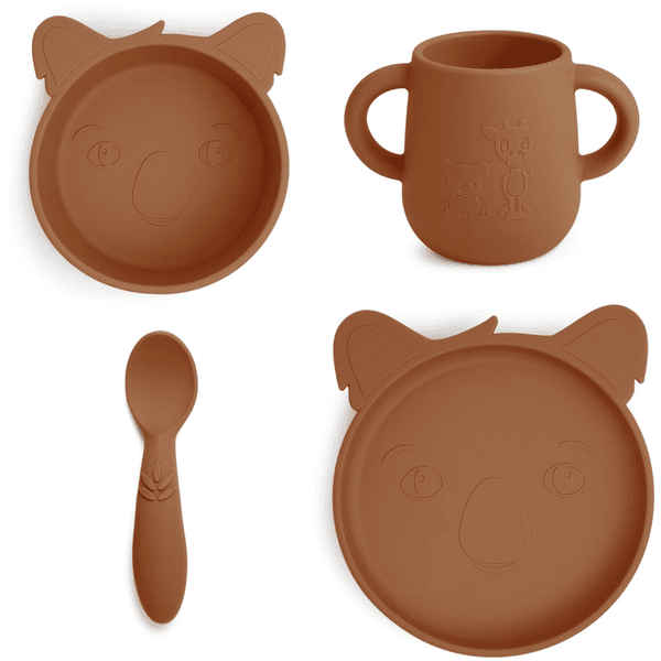 nuuroo Kit vaisselle enfant Lykke koala silicone Caramel Café 4 pièces