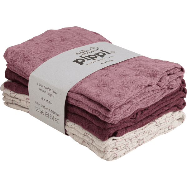 pippi Muslin Tücher 6er Pack Old Rose