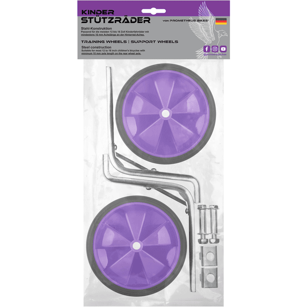 PROMETHEUS BICYCLES® Stabilisateurs universels pour vélo enfant 12-18 pouces violet