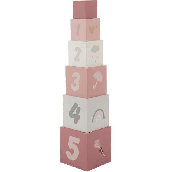 Label-Label - Set costruzioni in legno, numeri impilabili - rosa