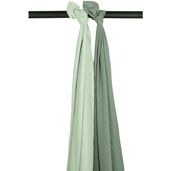 MEYCO Muslin Swaddle 2-Pack Uni Soft Green / Forest Green 