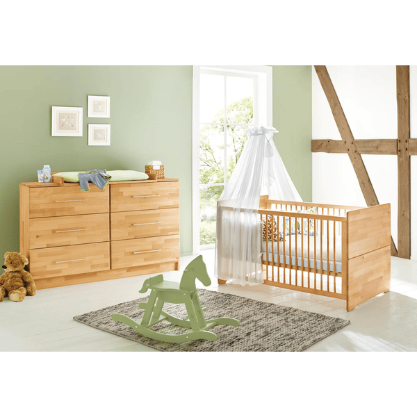 Pinolino Chambre bébé duo lit commode Natura bois extra large 70x140 cm